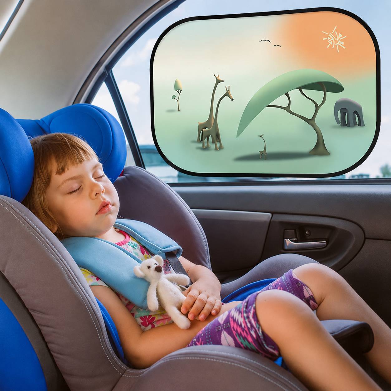pare soleil voiture bébé motif giraffe