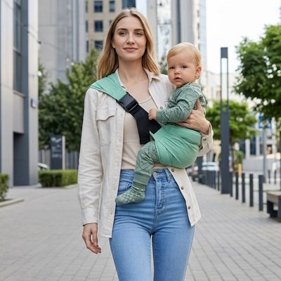 porte bebe bandouliere maman portant son bebe lors dune balade en ville