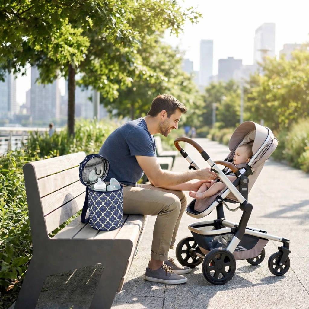 sac isotherme pour biberon bleu acces rapide sortie bebe