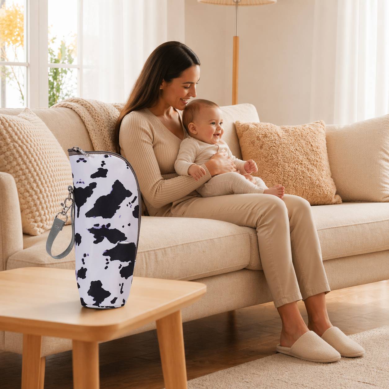 sac isotherme pour biberon motif noir blanc utilisation salon bebe