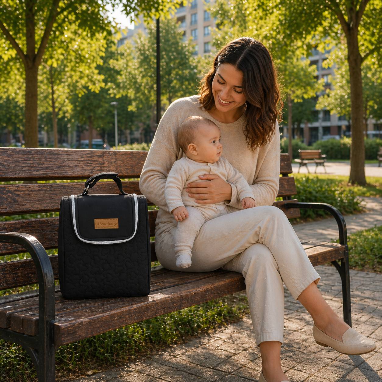 sac isotherme pour biberon noir maman bebe parc urbain