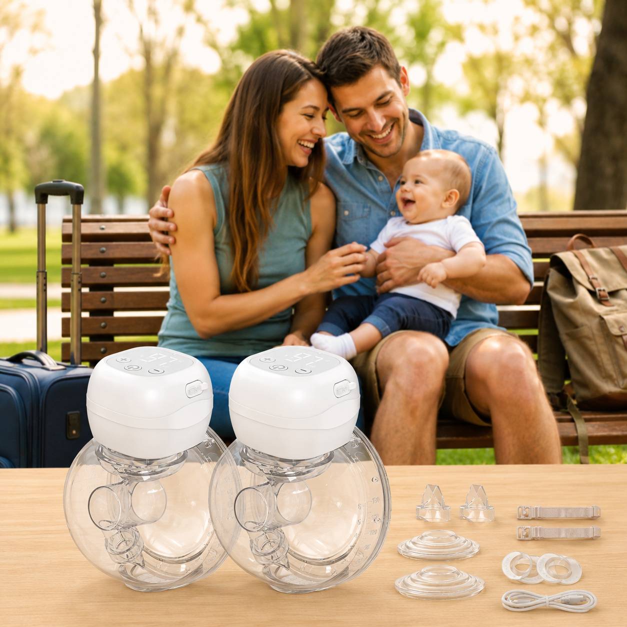 Tire lait portable mains libres double blan conçu pour un pompage discret