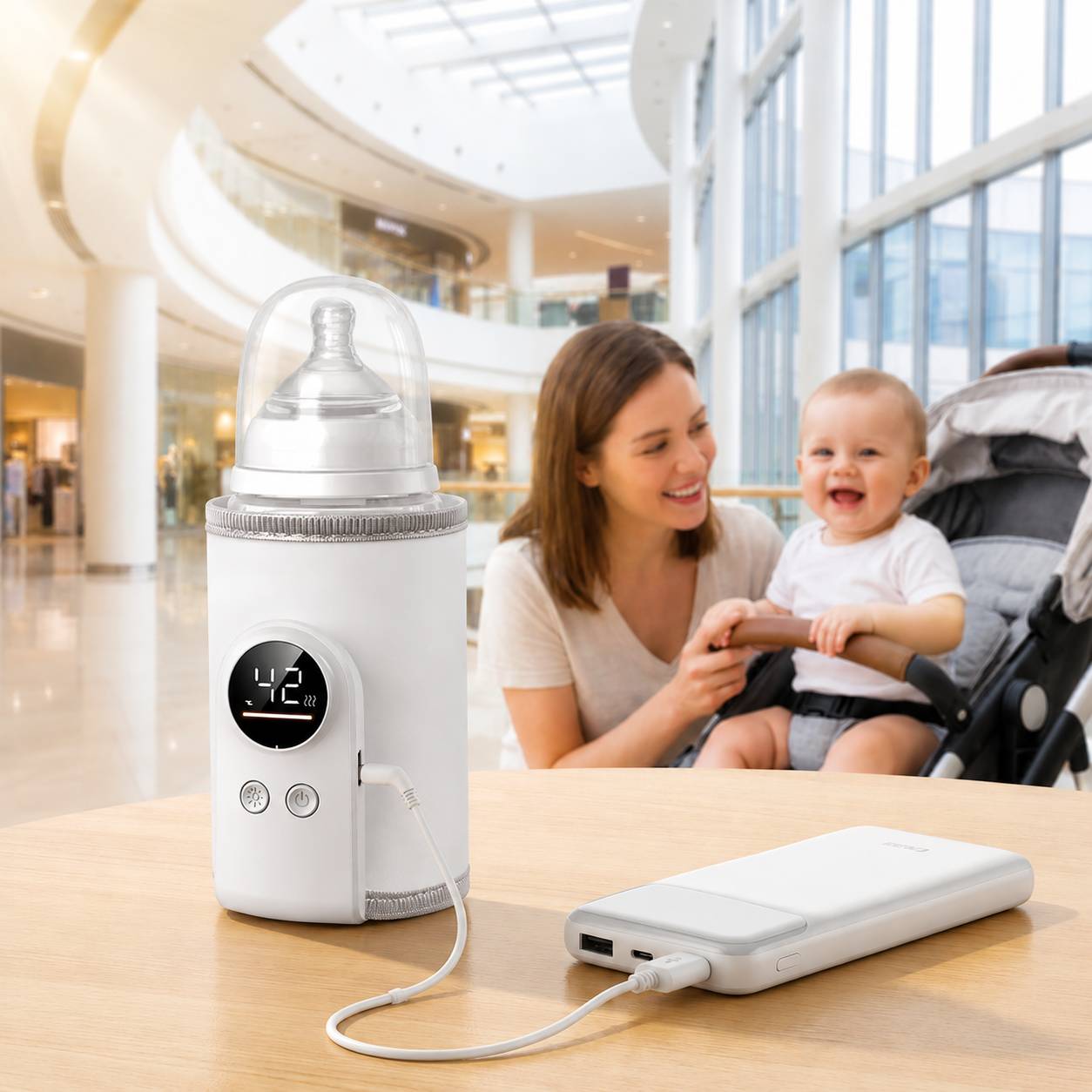 chauffe biberon nomade blanc  maman et  centre commercial