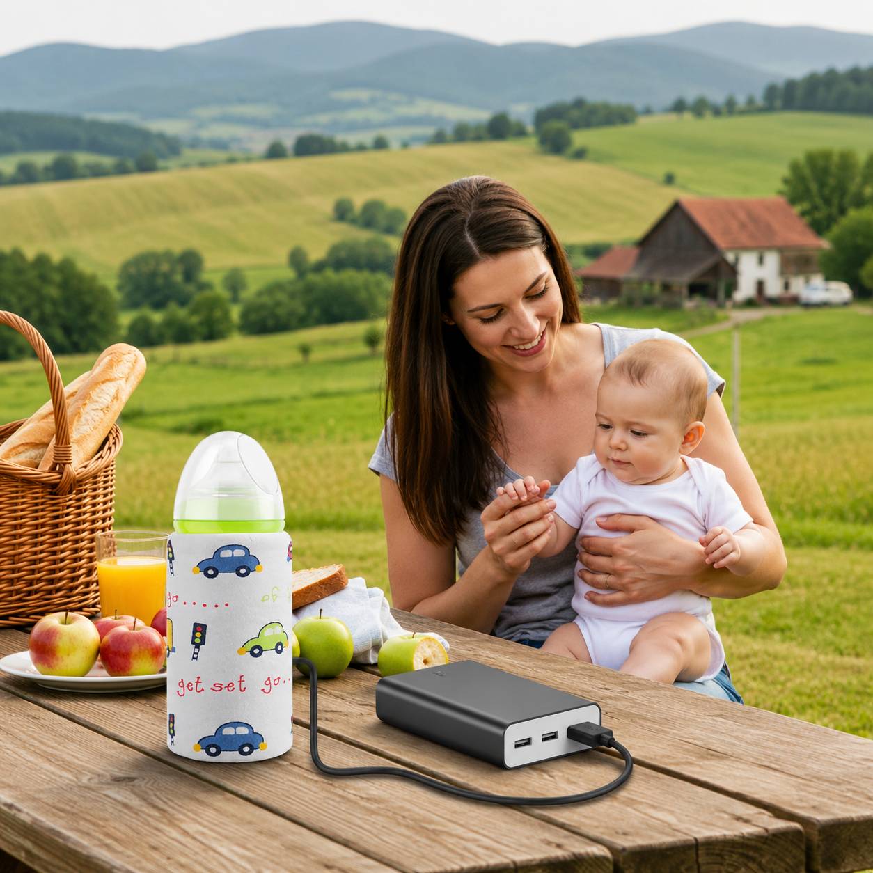 chauffe biberon nomade usb motif auto pour chauffer biberon bebe partout