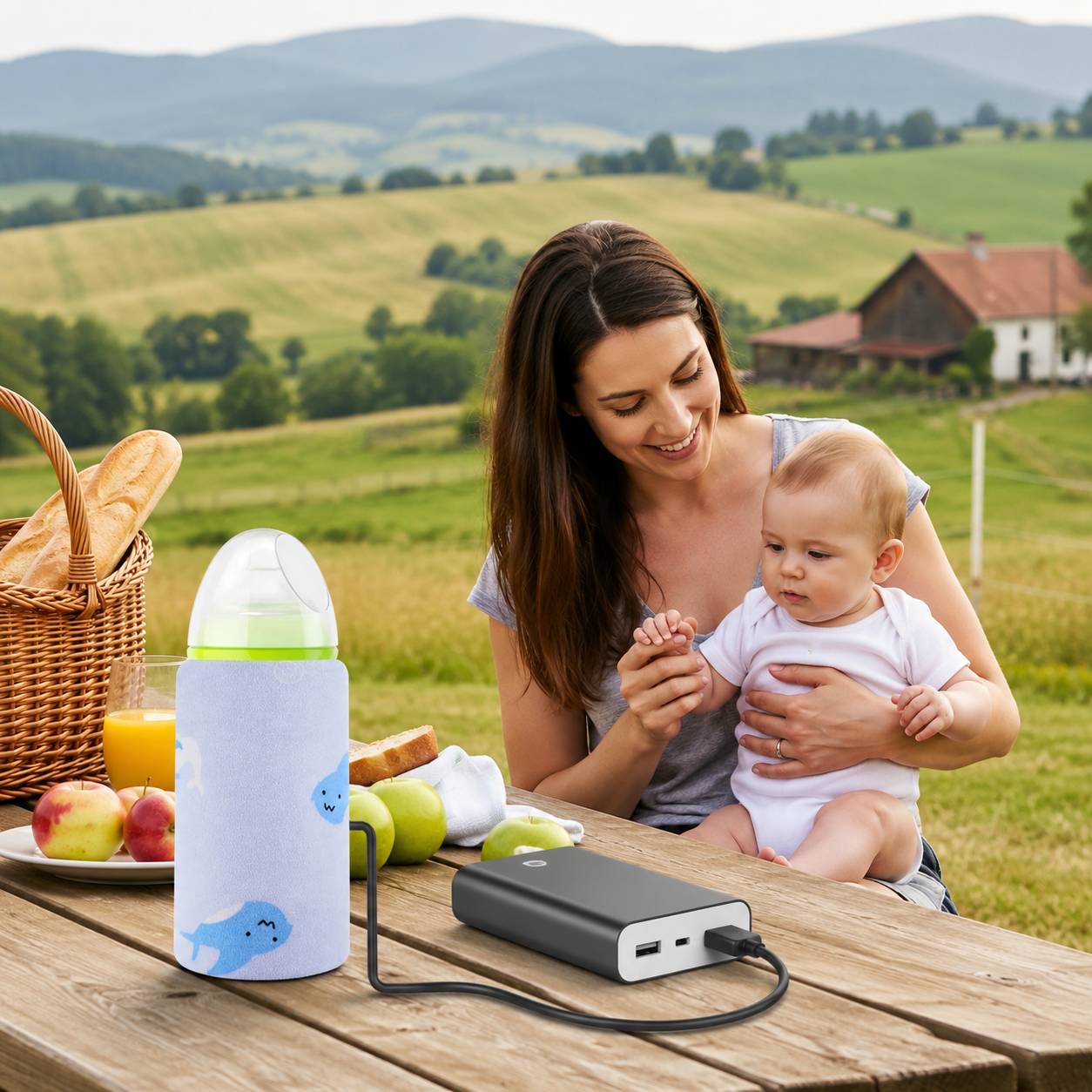 chauffe biberon nomade usb motif baleine pour chauffer biberon bebe partout