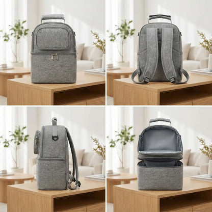 differentes vues du sac isotherme bebe double compartiment en tissu oxford resistant