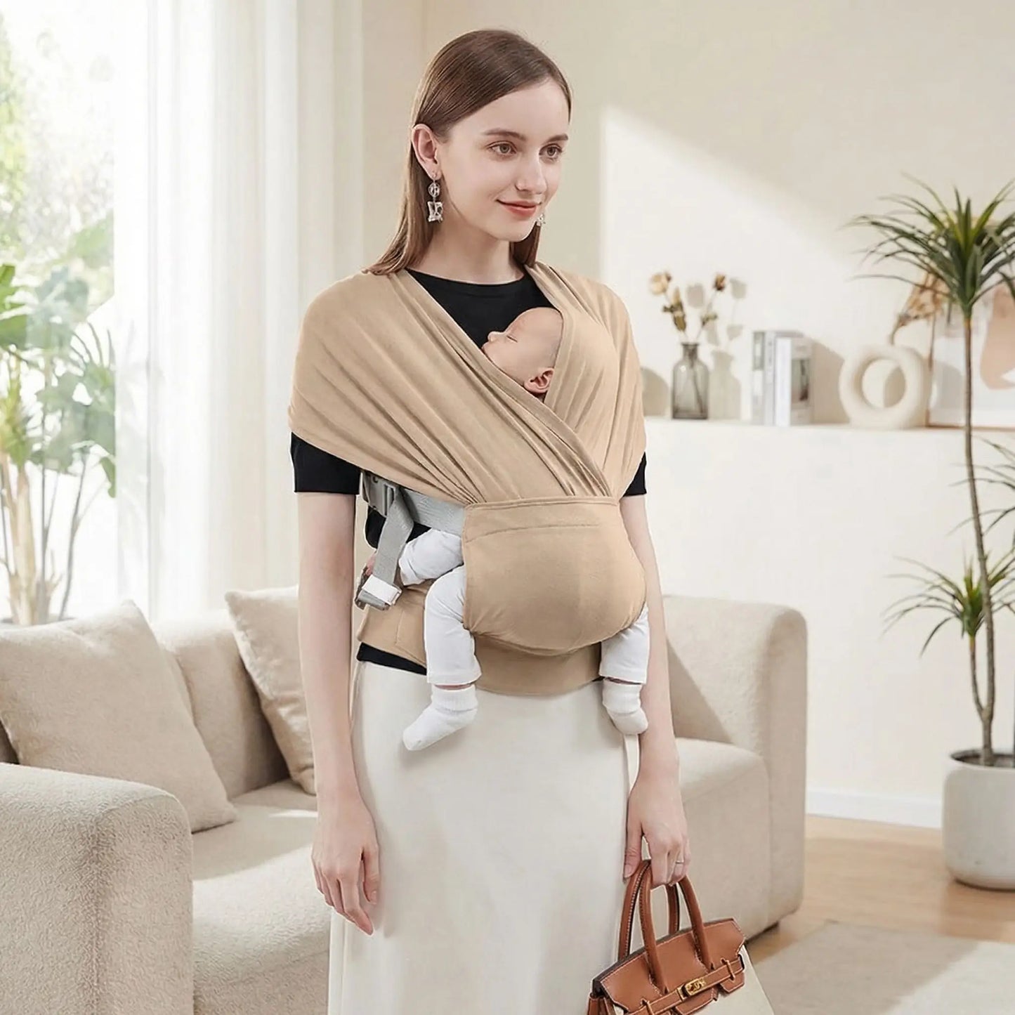 echarpe de portage bebe beige portage confortable maison maman