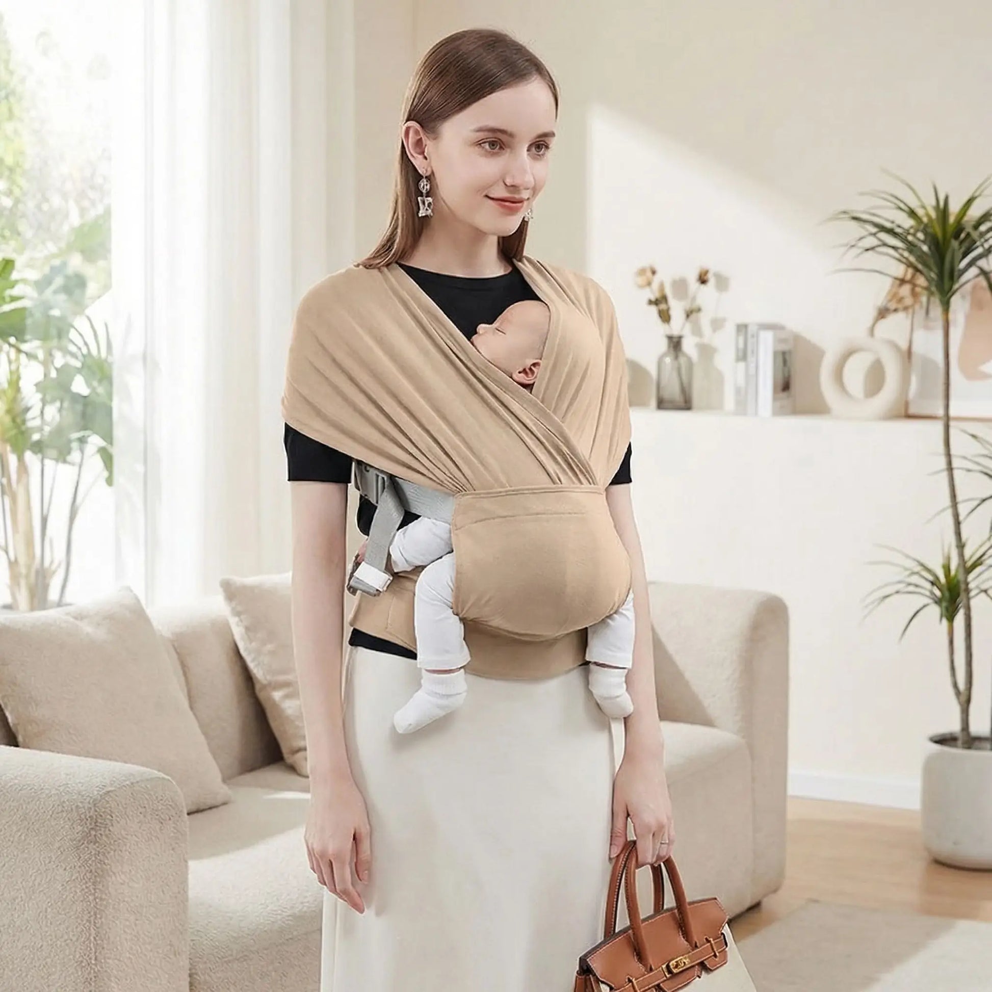 echarpe de portage bebe beige portage confortable maison maman