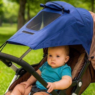 pare soleil pour poussette bleu protection solaire universelle pour bebe