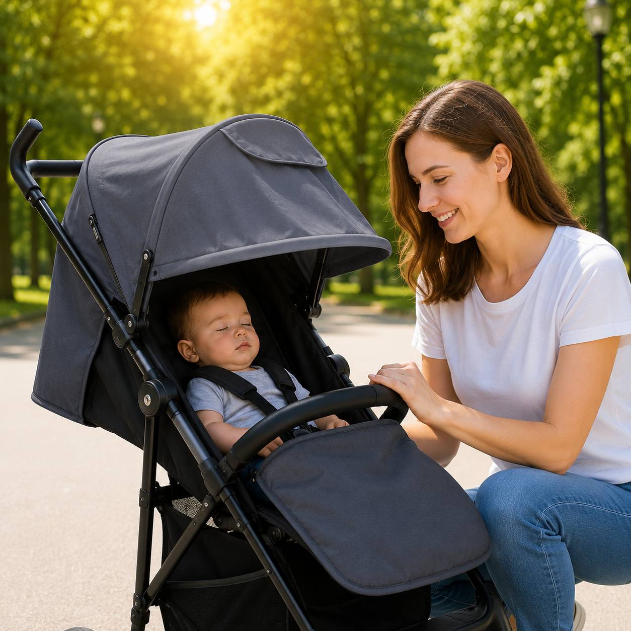Pare soleil pour poussette gris assurant une protection solaire confortable pour bébé