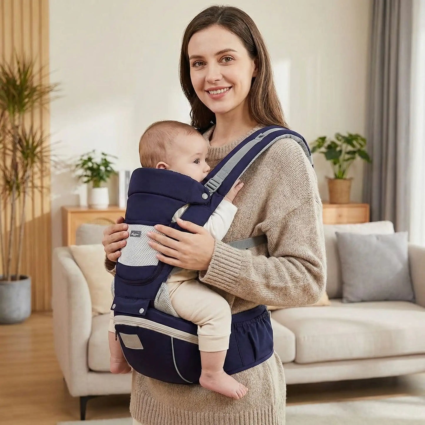 porte bebe ergonomique bleu evolutif  avec assise integree