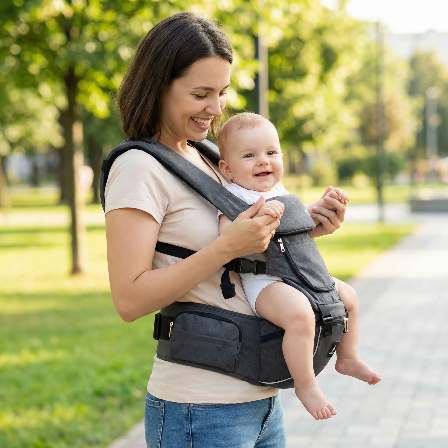porte bebe ergonomique maman position face parent exterieur