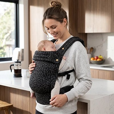 Porte bebe ergonomique pratique pour porter bébé confortablement à la maison durant les activités quotidiennes