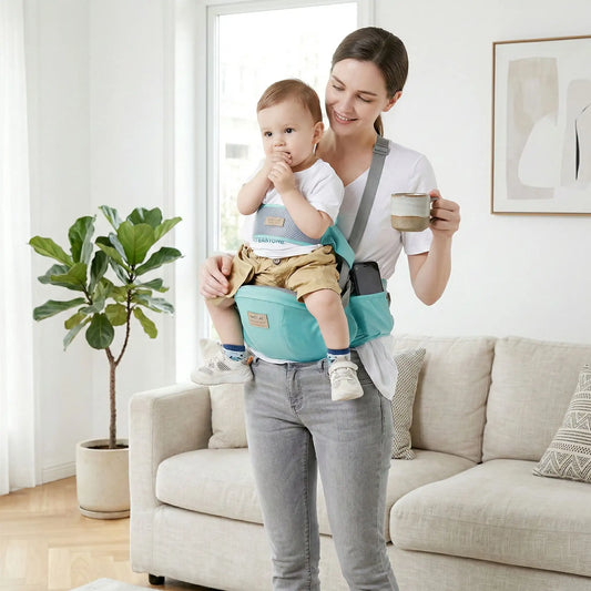 Maman a la maison avec porte bebe hanche siege de hanche et ceinture large confortable