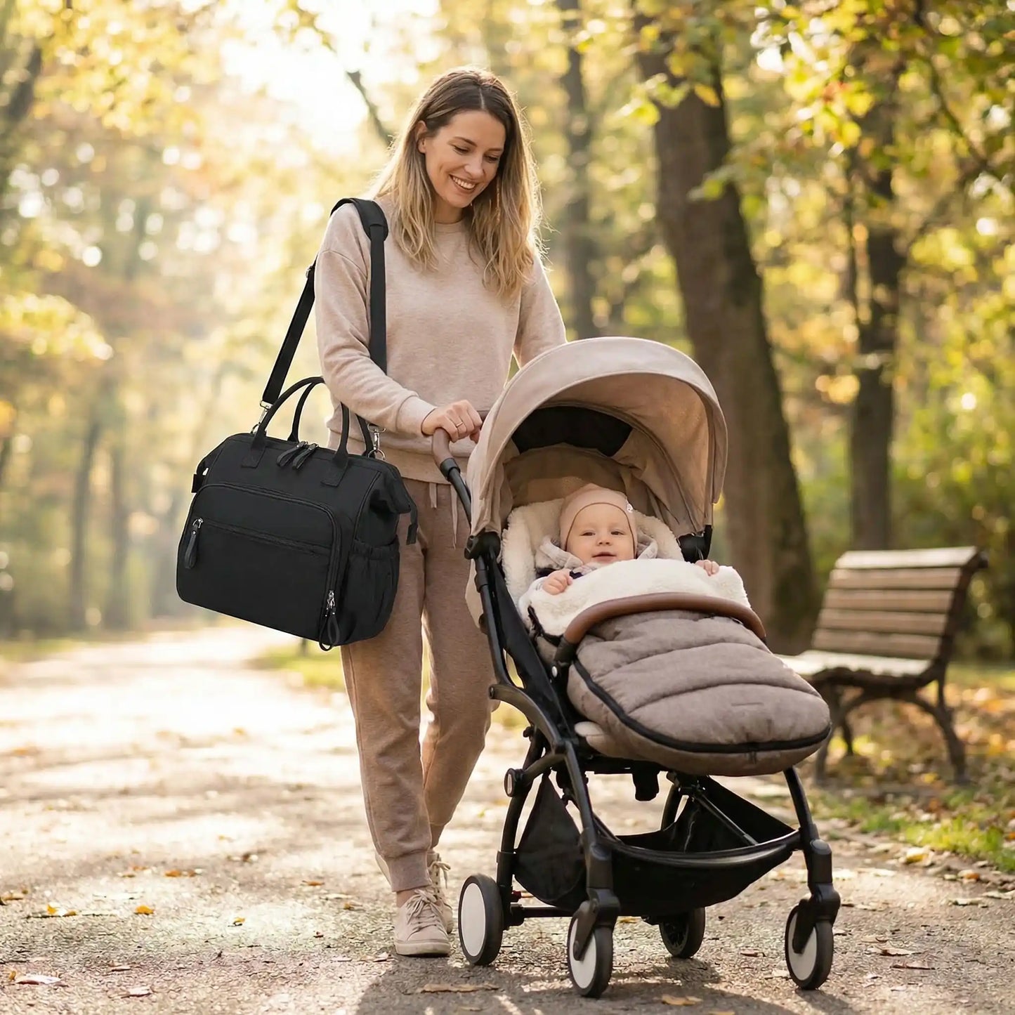 sac a langer bebe couleur noir pour sorties quotidiennes