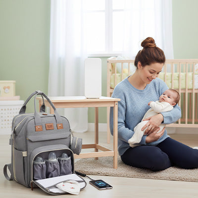Sac a langer 3 en 1  berceau integre dans une chambre bebe avec poche ouverte