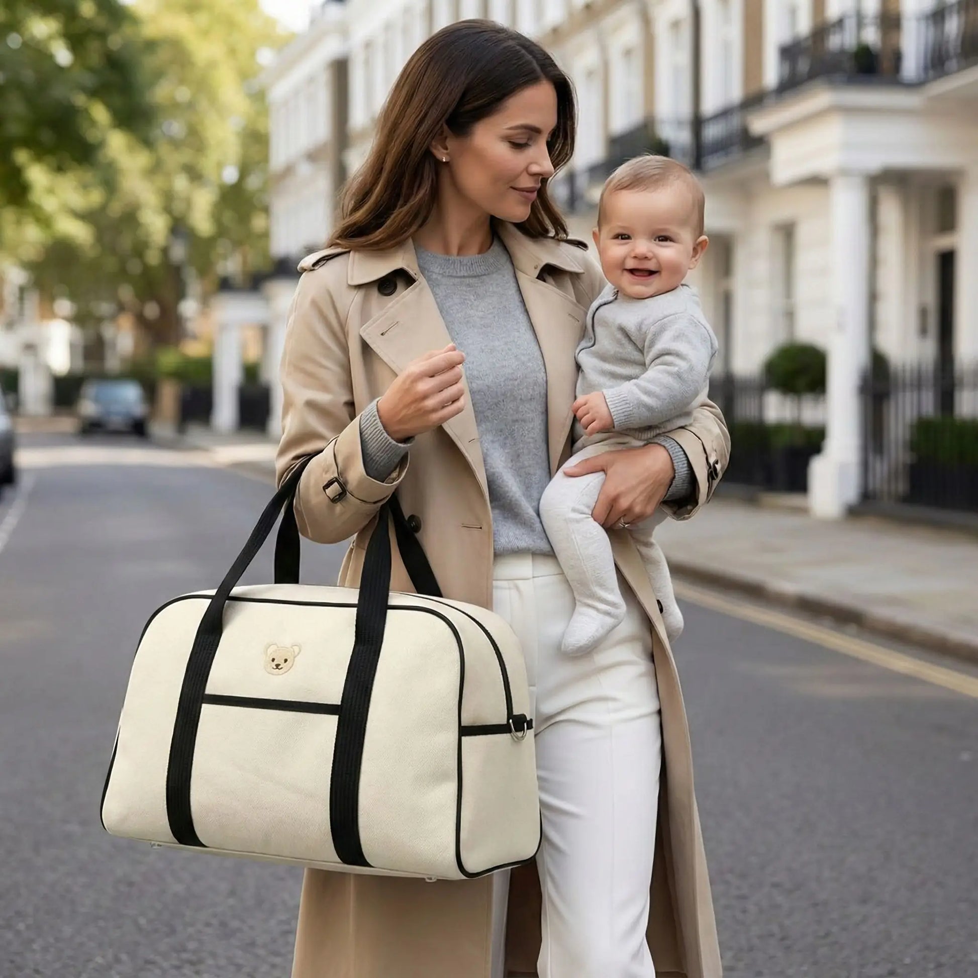 Sac a langer a main elegant grande capacite porte en ville par maman avec bebe