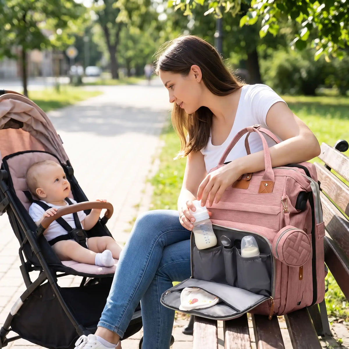 sac langer avec tapis de change grande capacite ouvert parc