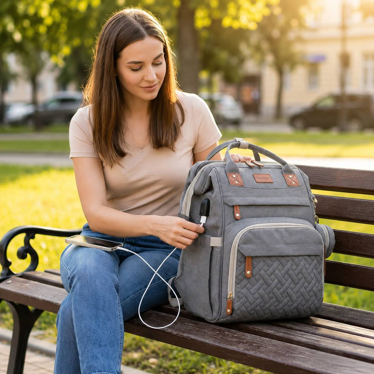 sac a langer avec tapis de change port usb