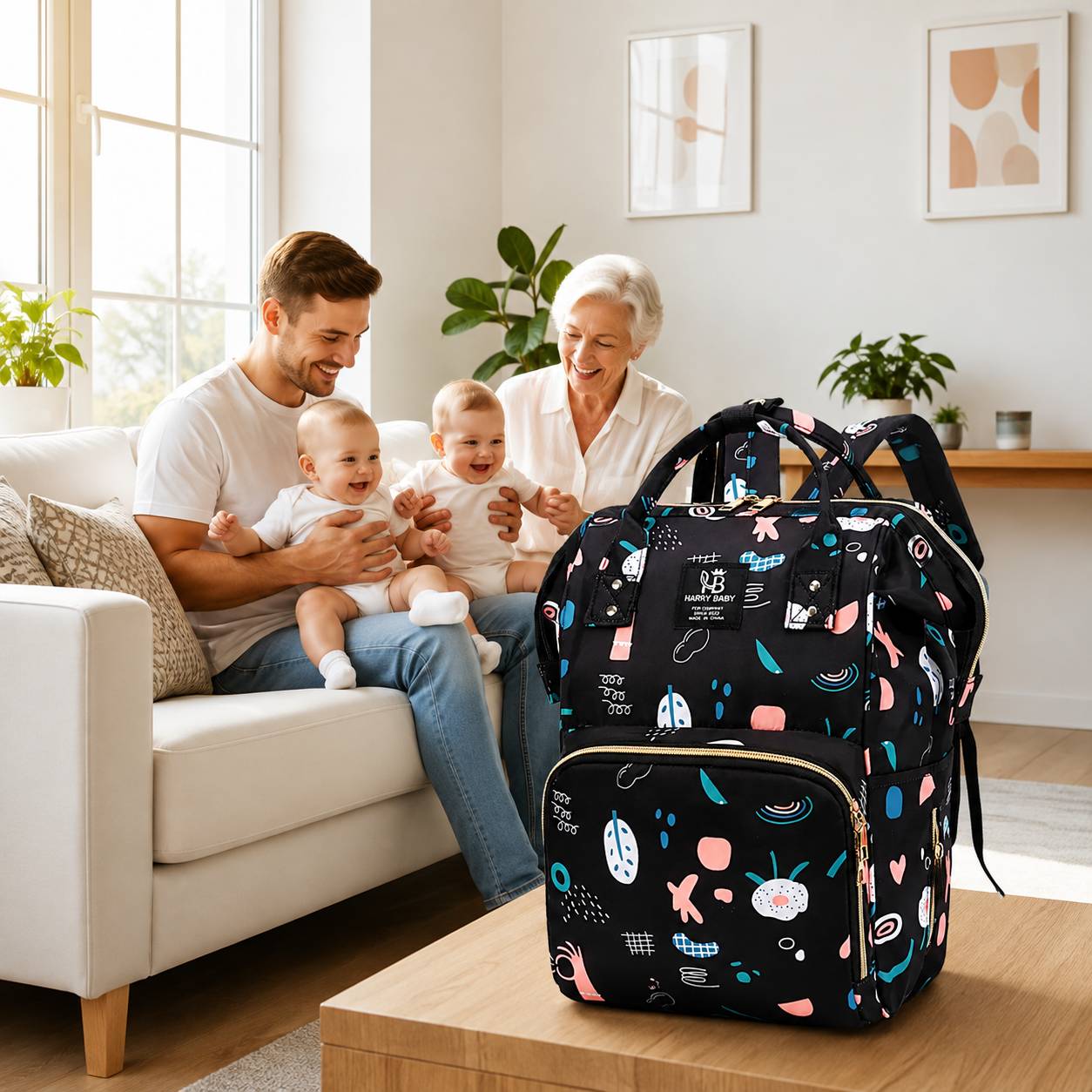 Sac a langer bebe noir confortable pour les parents actifs