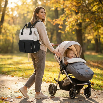 Sac a langer polyvalent de grande capacite variante noir blanc
