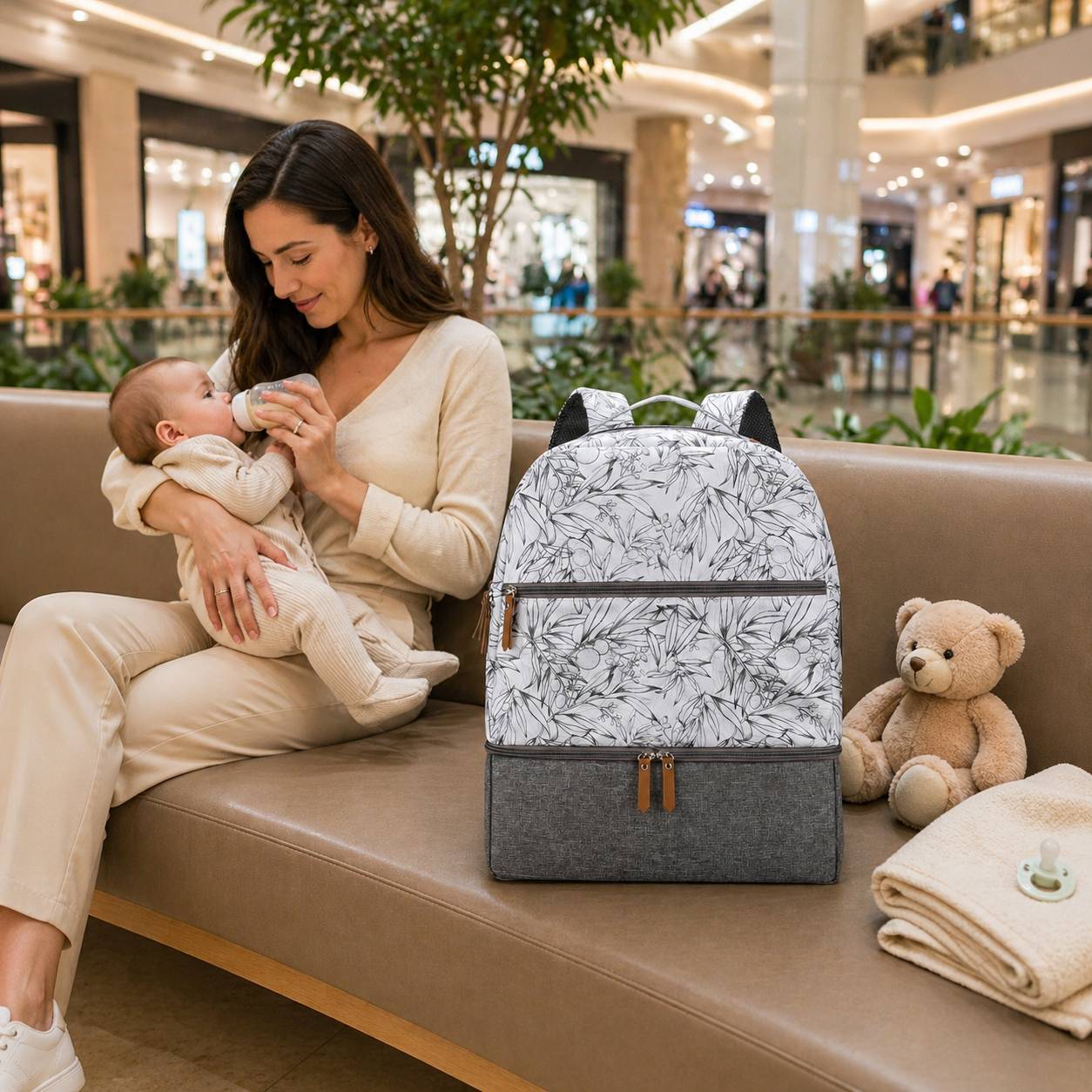 sac biberon isotherme motif feuilles naturelles design moderne 