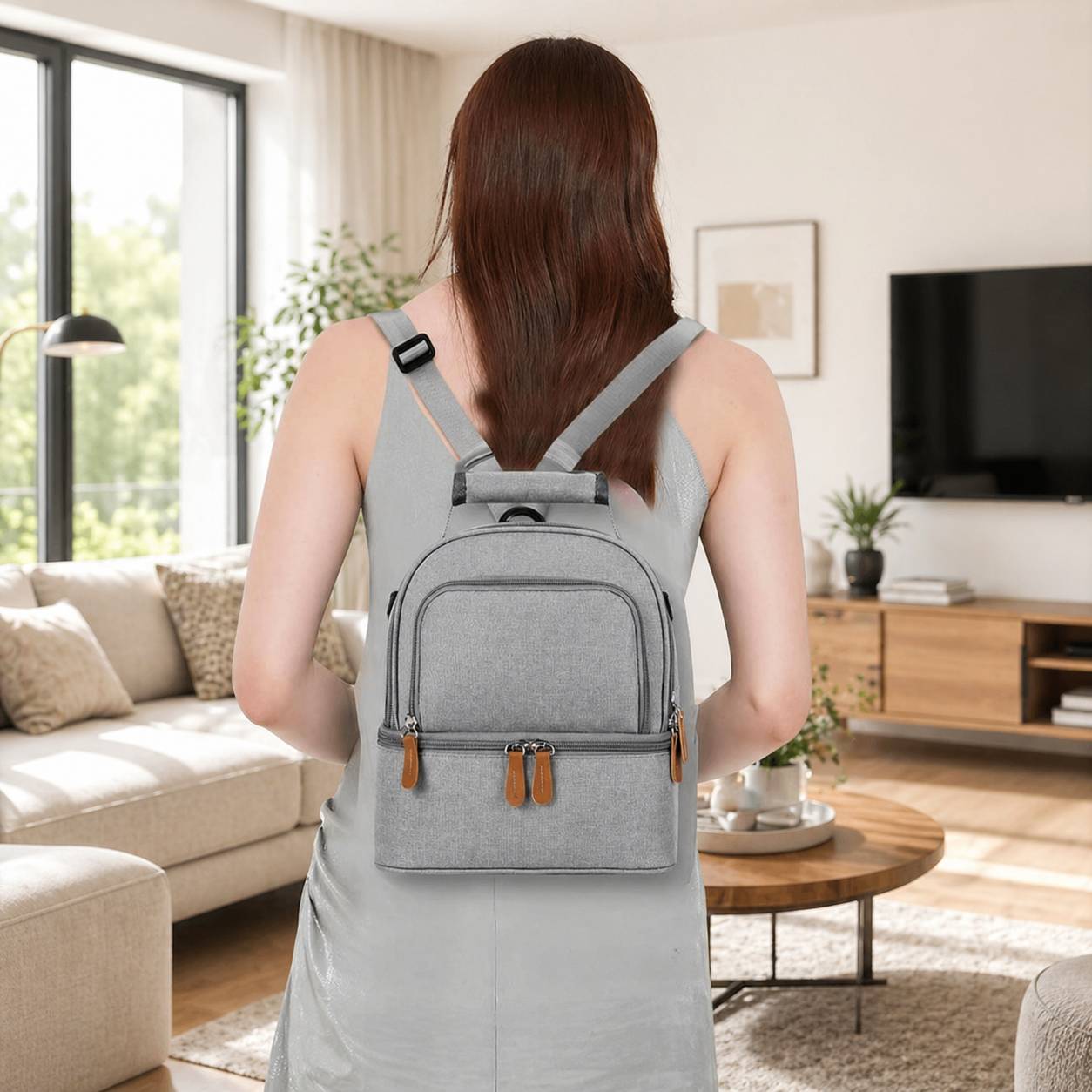 Sac biberon isotherme gris porte en sac a dos pratique pour sortie avec bebe