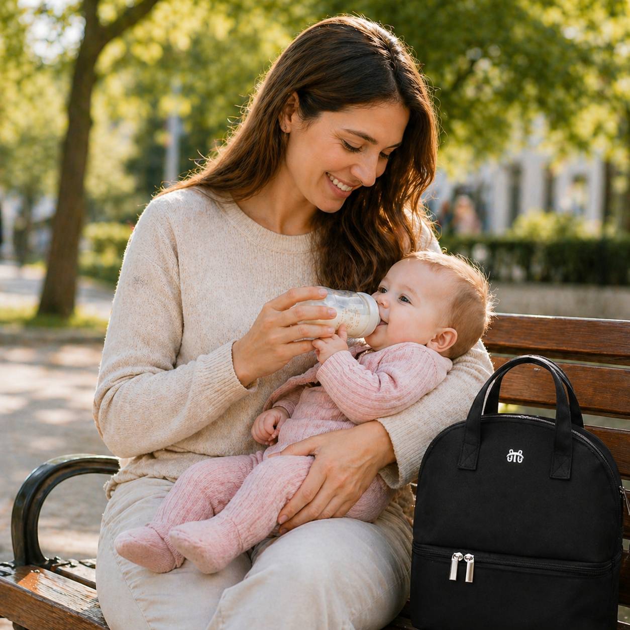 Sac biberon isotherme noir maman bebe repas biberon temperature ideale