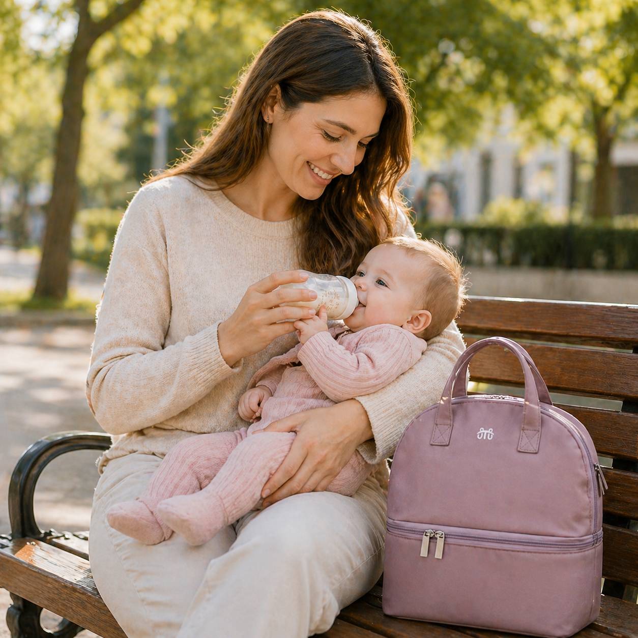 Sac biberon isotherme violet maman bebe repas biberon temperature ideale