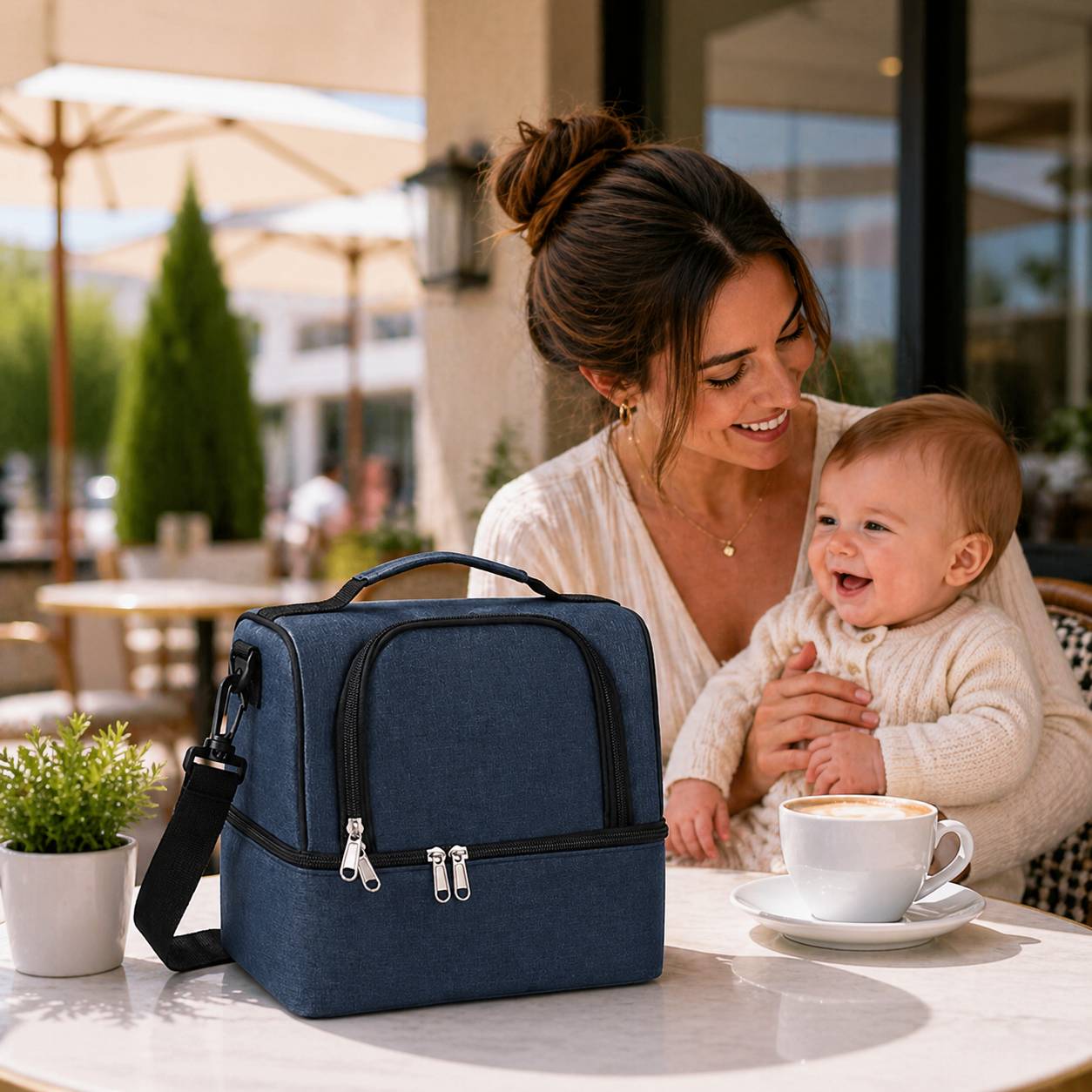 sac isotherme biberon bleu maman bebe cafe terrasse moderne