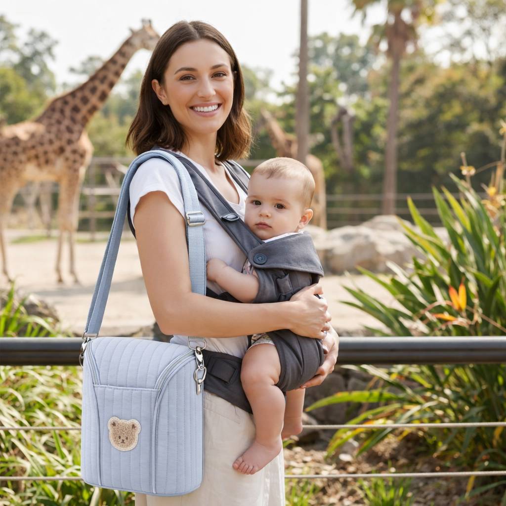 sac isotherme biberon bleu maman porte bebe sortie parc zoo 