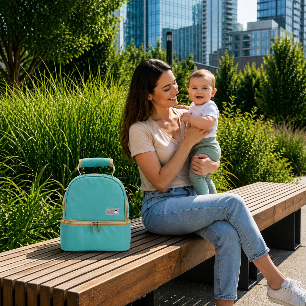 sac isotherme biberon bleu turquoise pratique pour transport nomade avec bebe