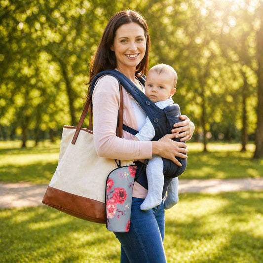 sac isotherme biberon fleurs rouge portable attache sac maman bebe