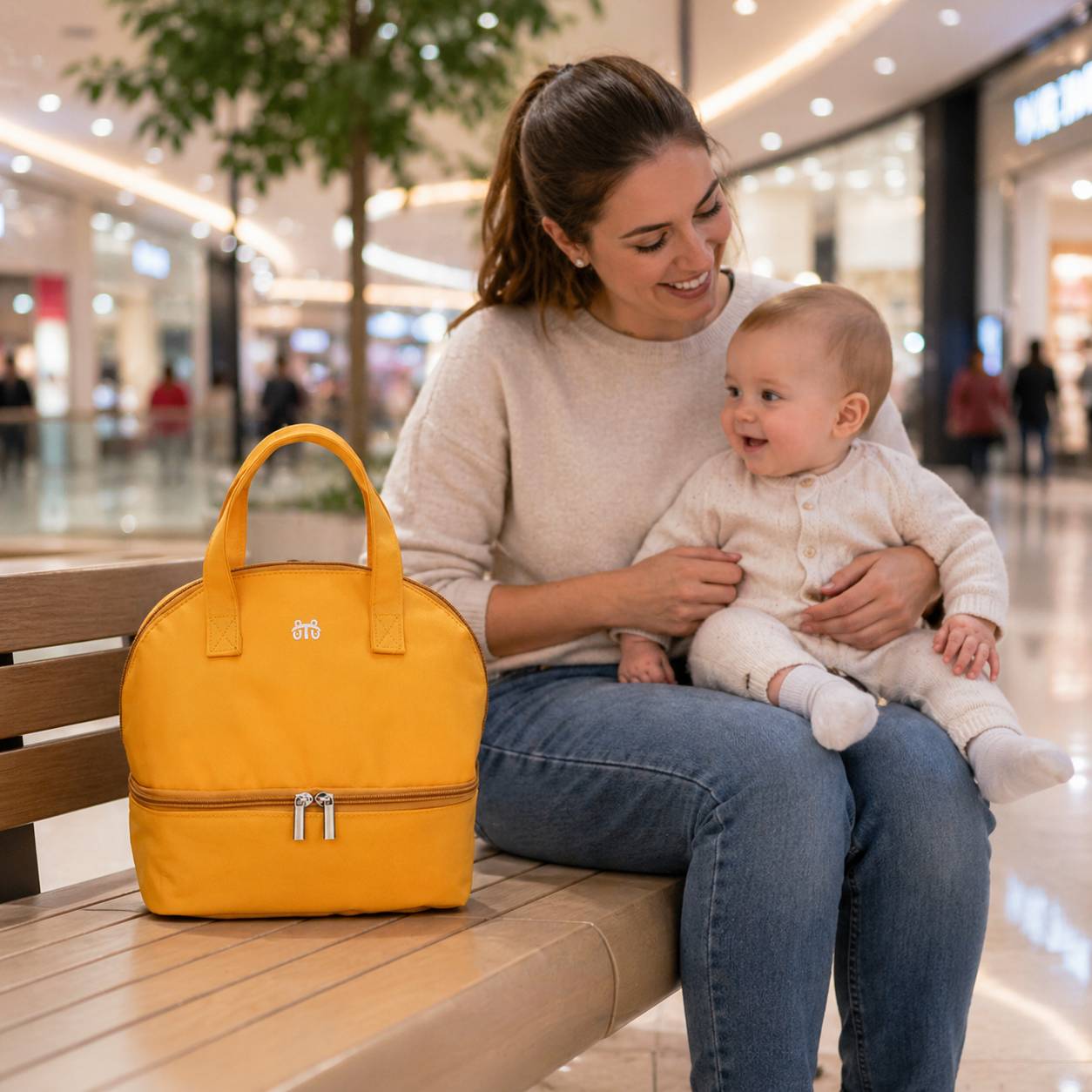Sac isotherme biberon jaune compact et pratique pour les sorties quotidiennes