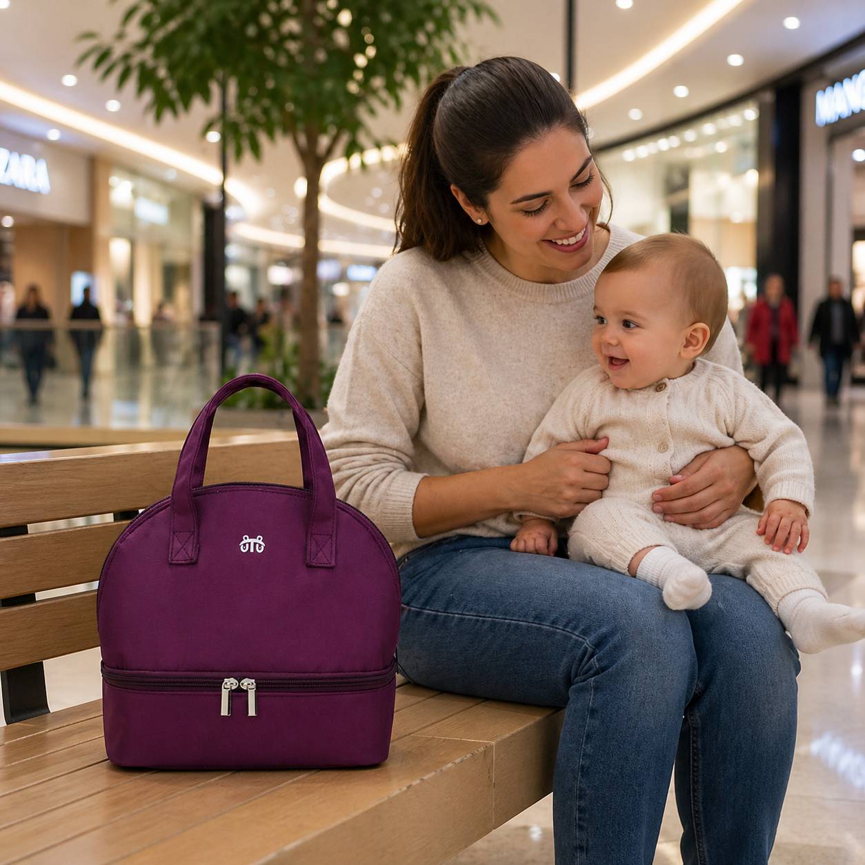Sac isotherme biberon violet compact et pratique pour les sorties quotidiennes