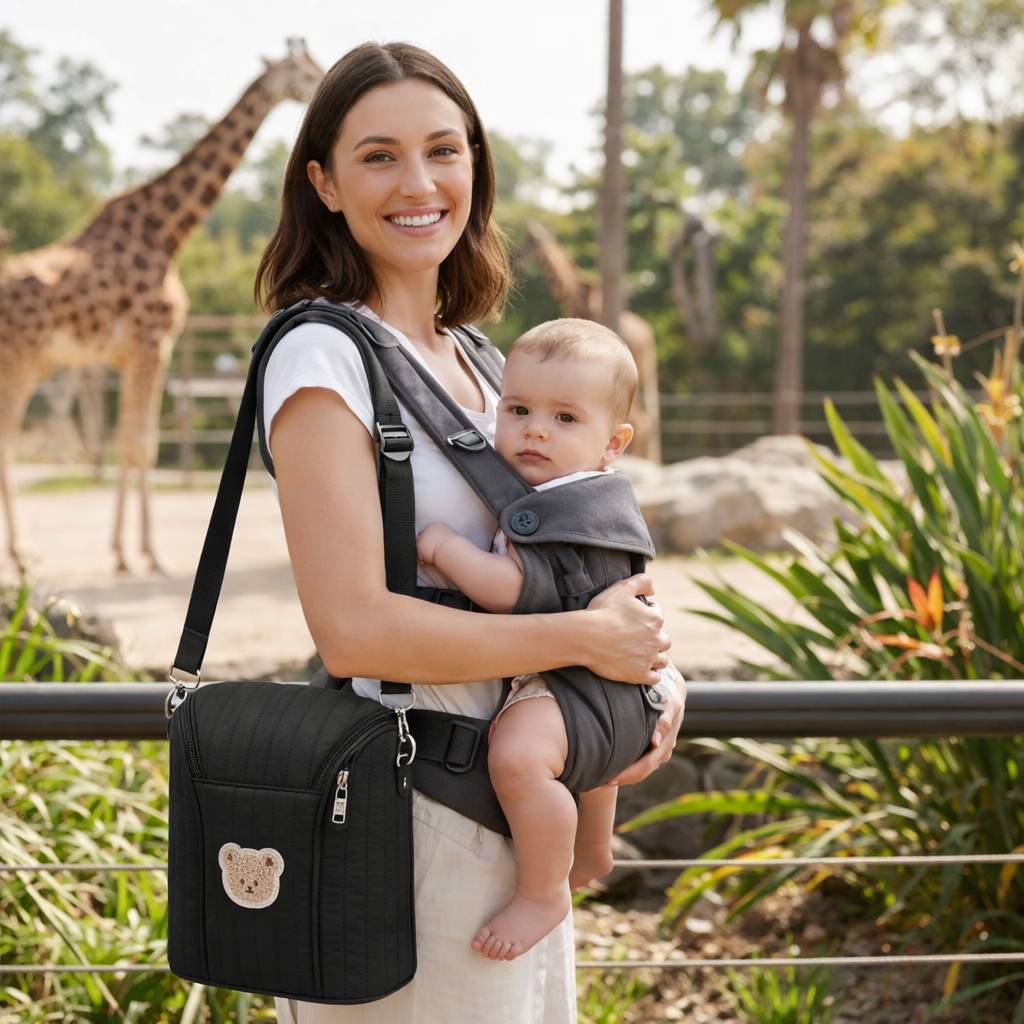 sac isotherme biberon noir maman porte bebe sortie parc zoo 
