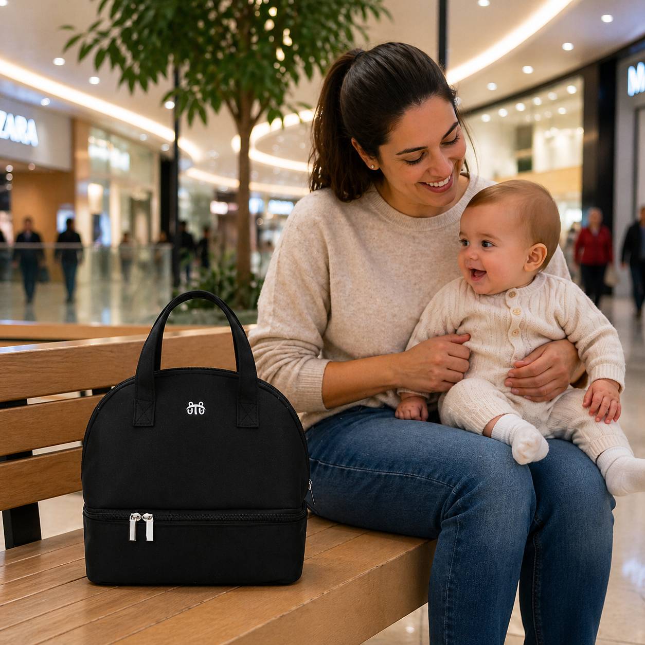 Sac isotherme biberon noir compact et pratique pour les sorties quotidiennes
