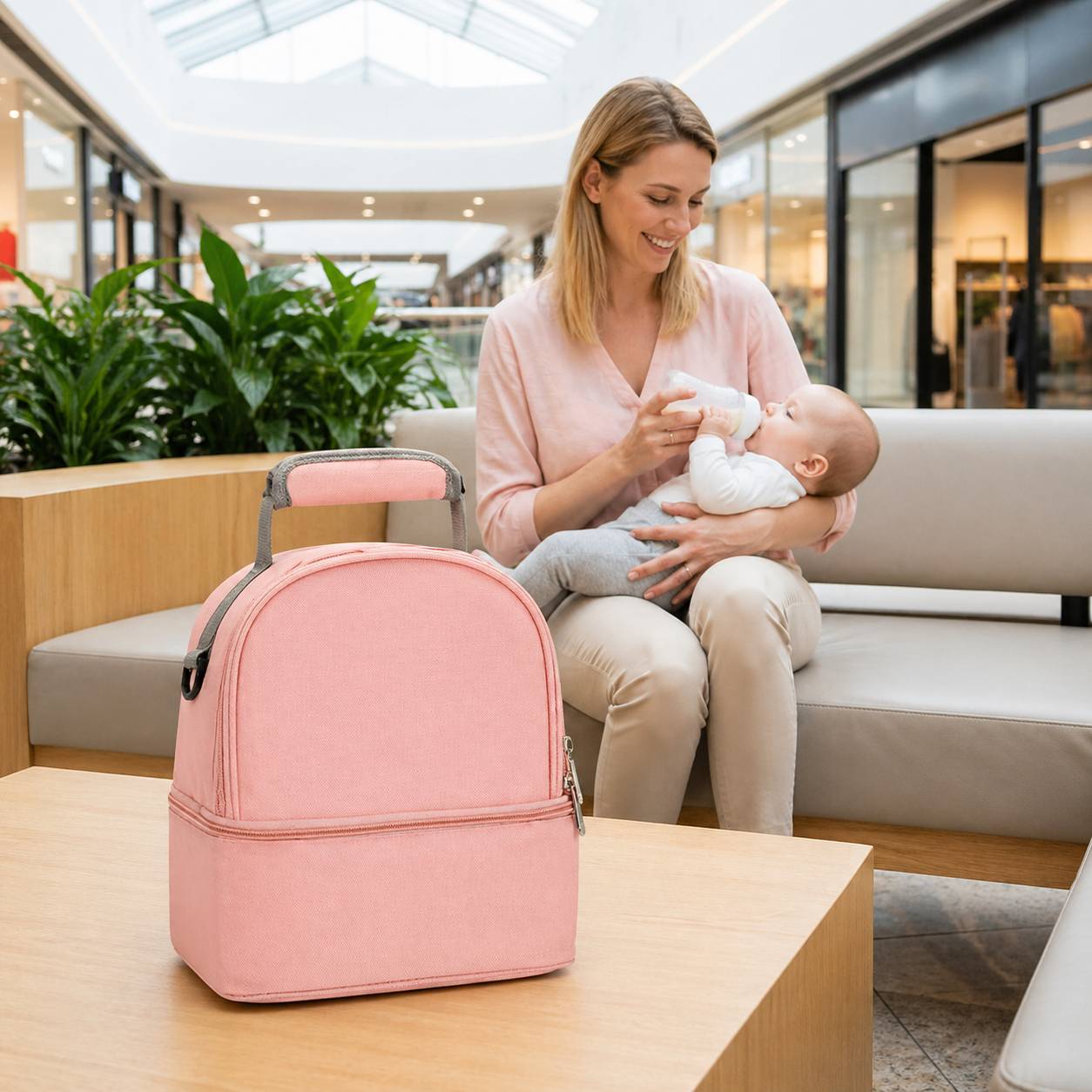 sac isotherme biberon rose design moderne sac repas bebe transport facile