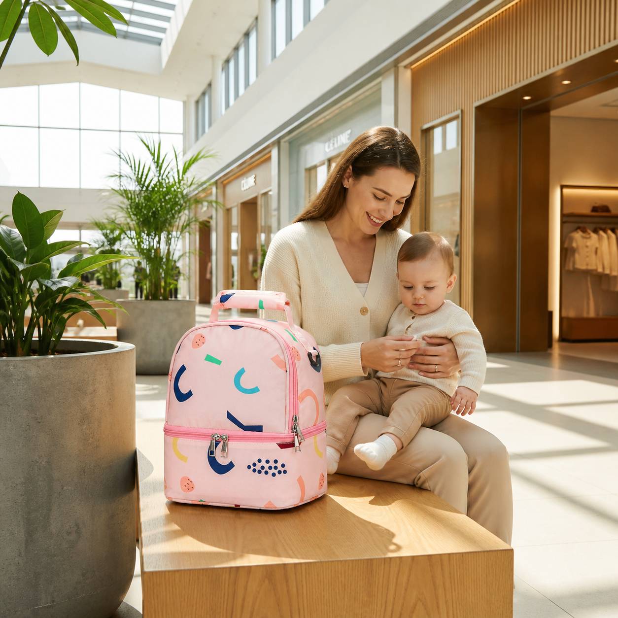 sac isotherme biberon rose motif bebe leger transport facile maman enfant
