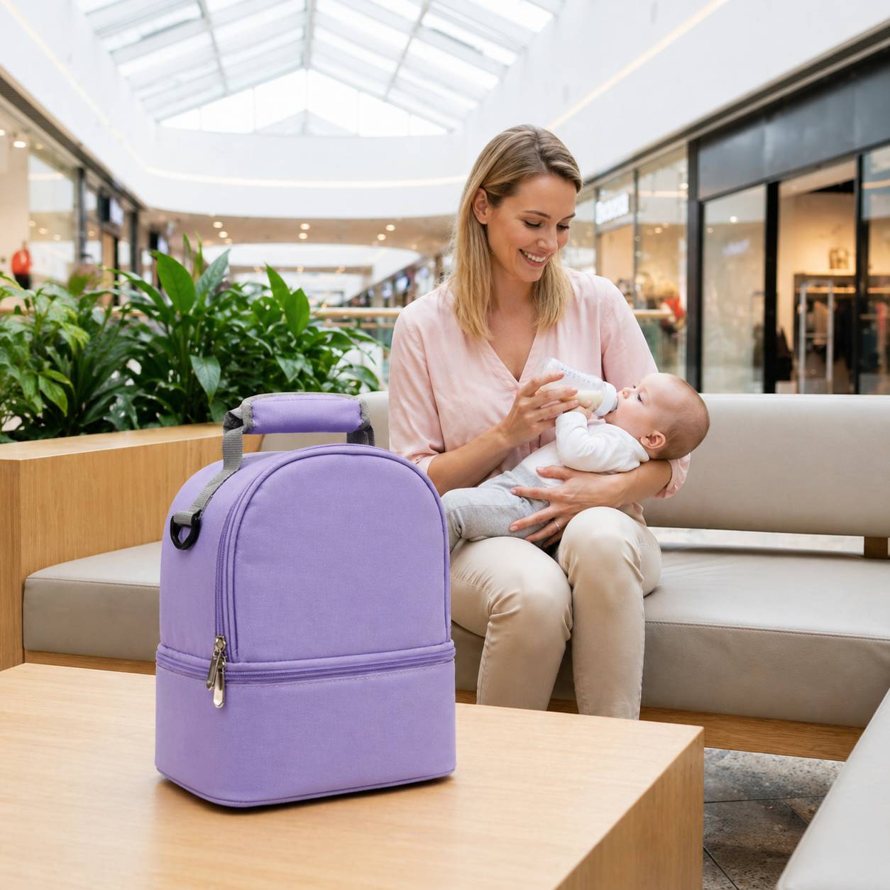 sac isotherme biberon violet design moderne sac repas bebe transport facile