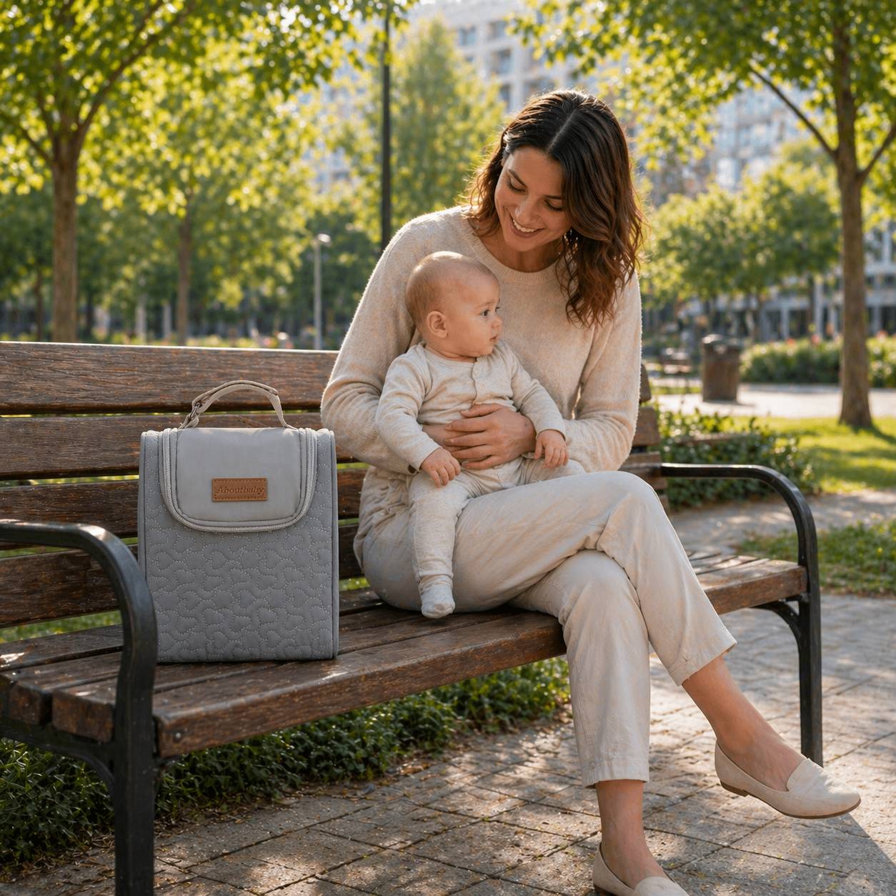 sac isotherme pour biberon gris maman bebe parc urbain
