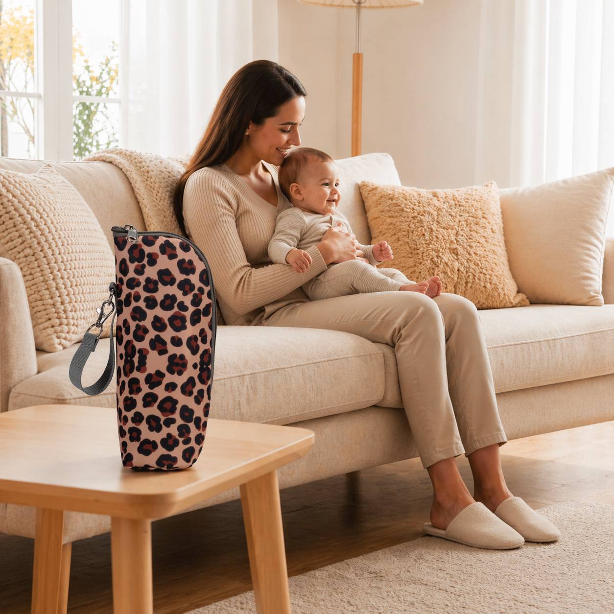 sac isotherme pour biberon motif leopard design moderne maman bebe