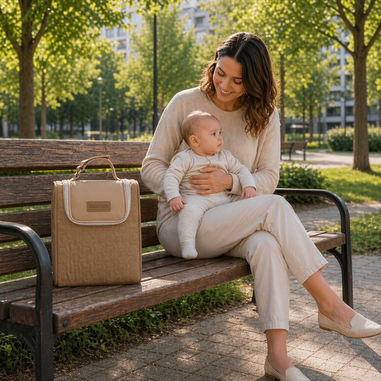 sac isotherme pour biberon marron maman bebe parc urbain