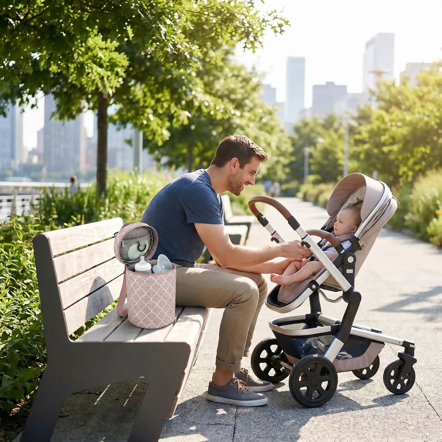 sac isotherme pour biberon rose acces rapide sortie bebe