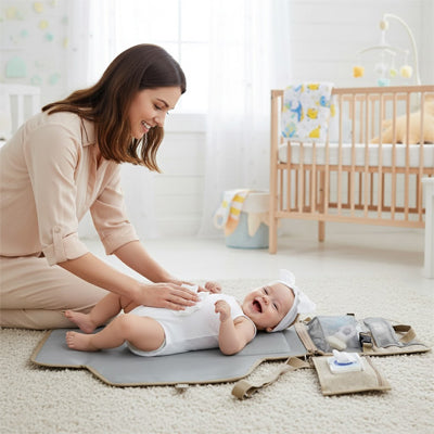 tapis a langer nomade avec compartiments pour couches et lingettes