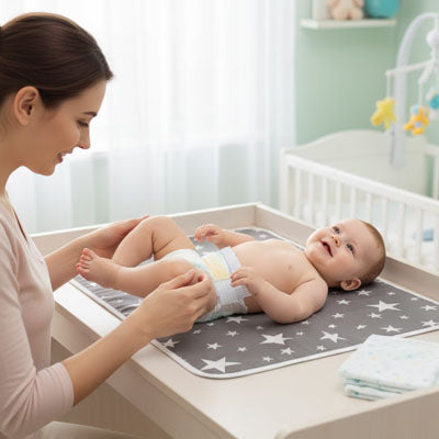 tapis a langer nomade etoile blanc impermeable bebe allonge pendant change sur table