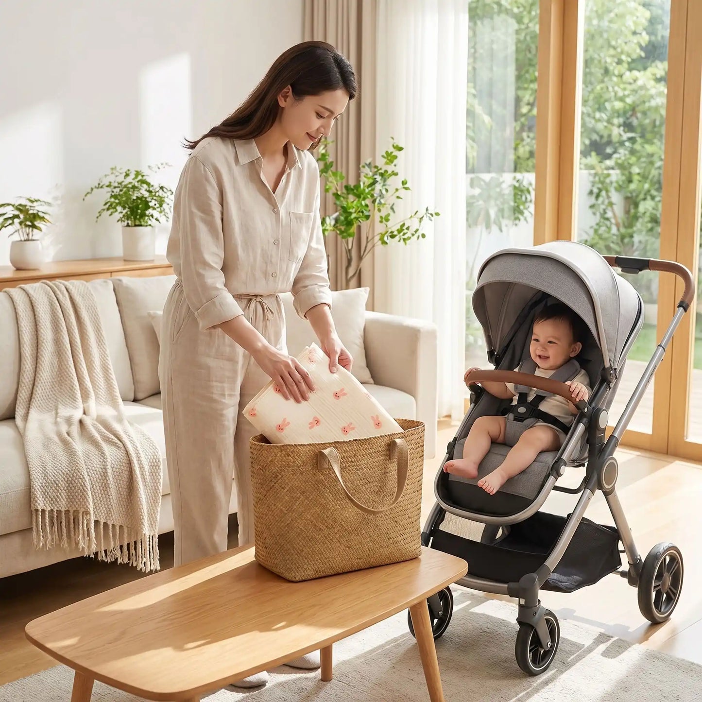 tapis a langer nomade lapin rose pratique pour les sorties avec bebe