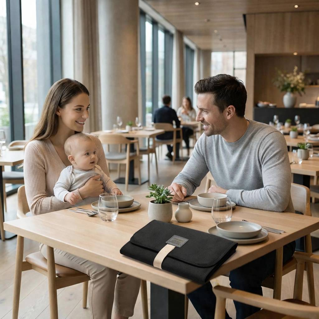 tapis a langer nomade noir pliable et pratique pour les deplacements avec bebe
