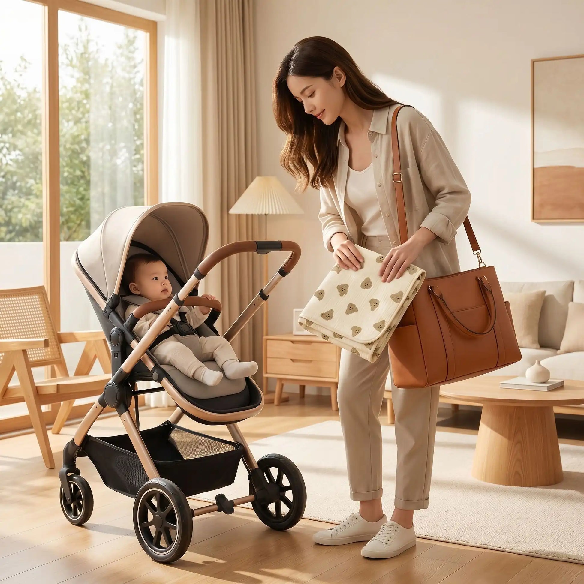 tapis a langer nomade ours doux au salon