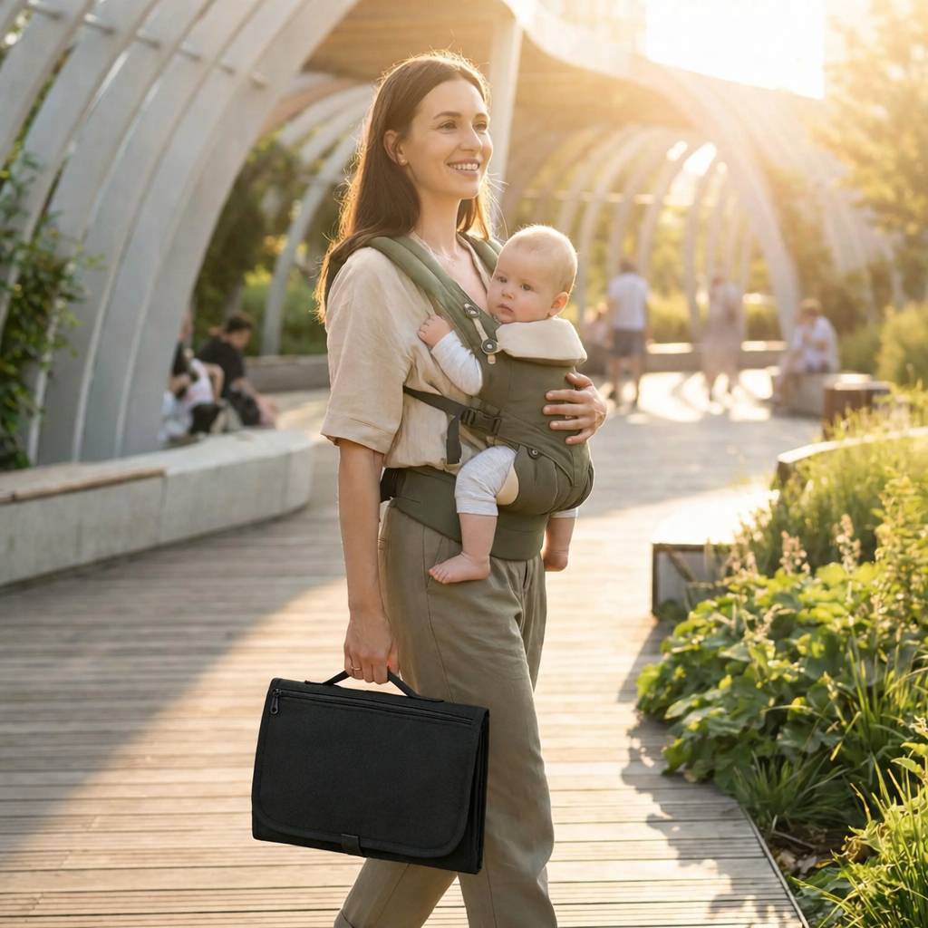 tapis a langer nomade noir pratique transport bebe exterieur